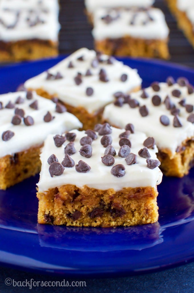 Pumpkin Bars with Cream Cheese Frosting - Back for Seconds