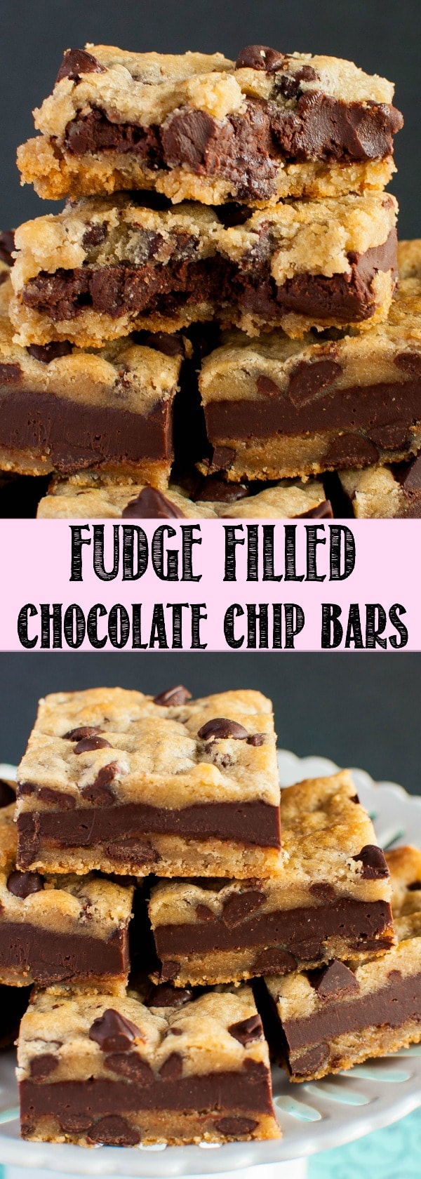 Fudge Stuffed Chocolate Chip Cookie Bars Back for Seconds