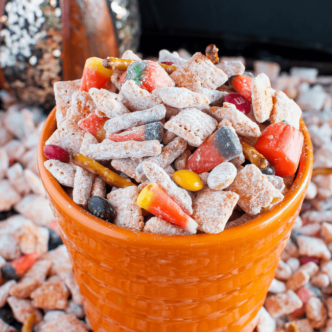 Halloween Pumpkin Spice Muddy Buddies - Back for Seconds