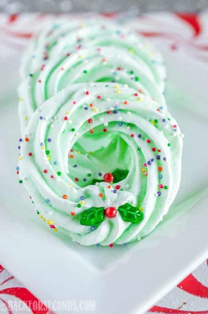 Christmas Tree and Wreath Meringue Cookies - Back for Seconds