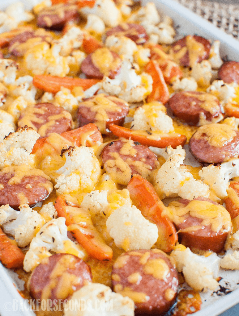 Low Carb Keto Sausage and Veggie Sheet Pan Dinner - Back for Seconds